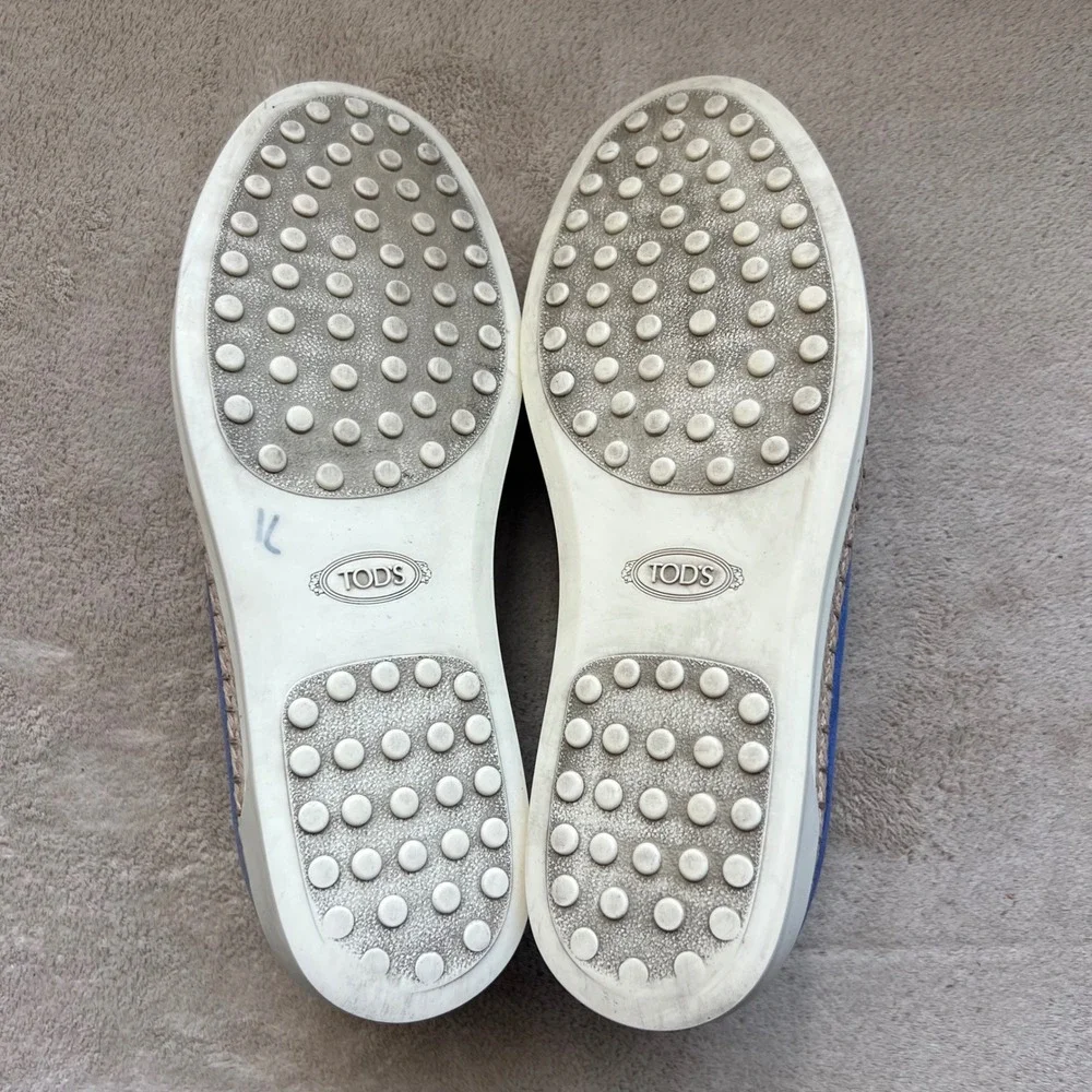 Tods Women 5.5 EU 36 Blue Suede Espadrille Slip On Sneaker Loafers Resort Travel
